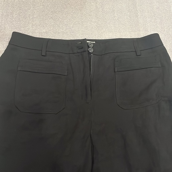 [US8]Anthropologie Elevenses Elegant Black Linen Blend Flared WMN Jumpsuit Pants - Picture 2 of 8